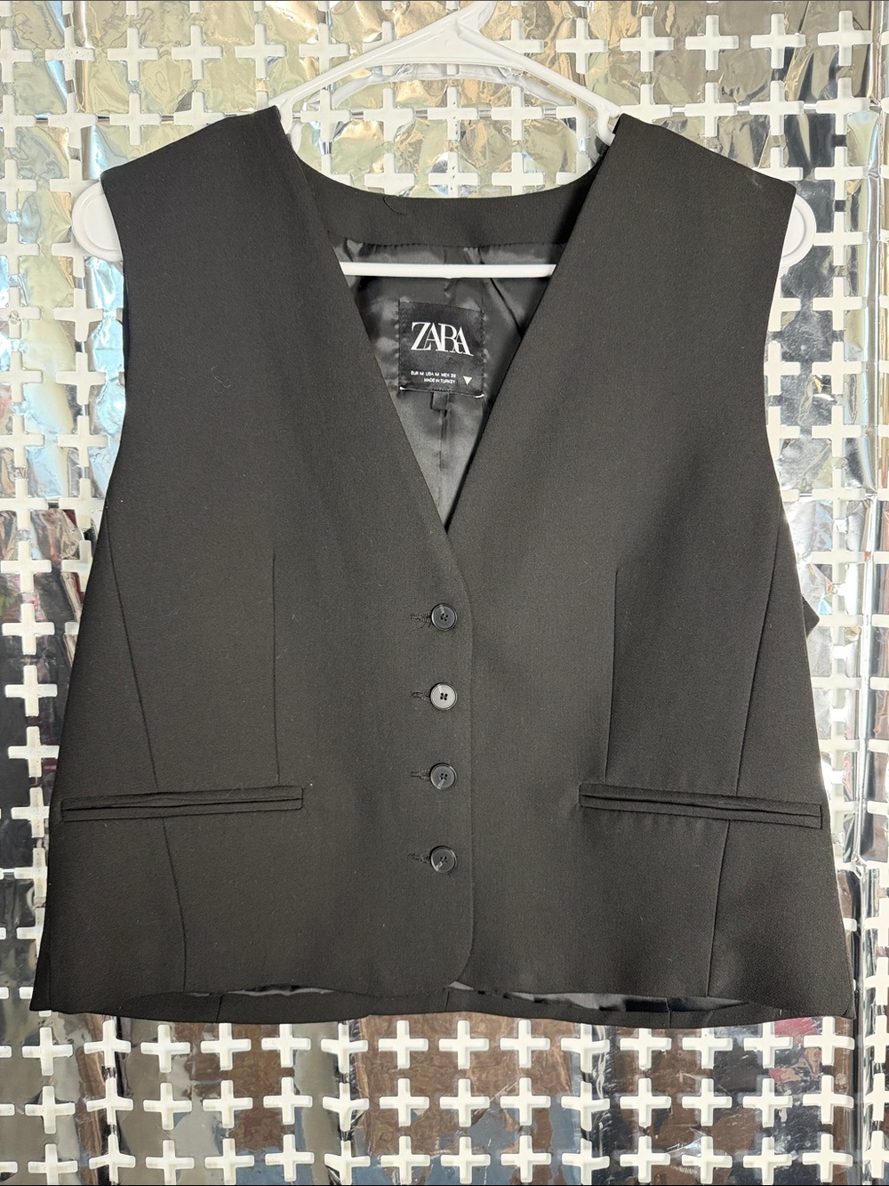 Zara Black V-Neck Button Front Vest